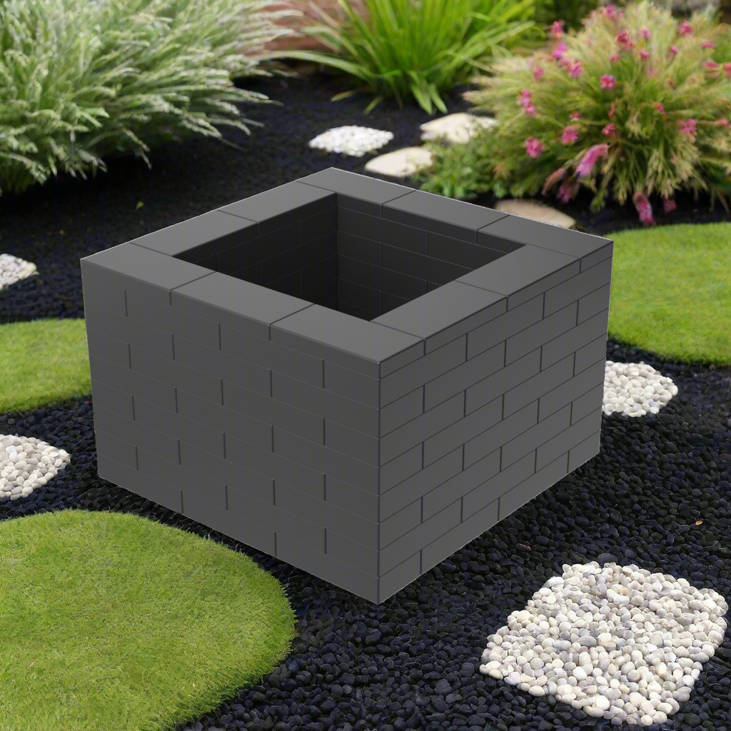 Kit de Floreira em Tijolo de Plástico Preto 3 x 3 x 8