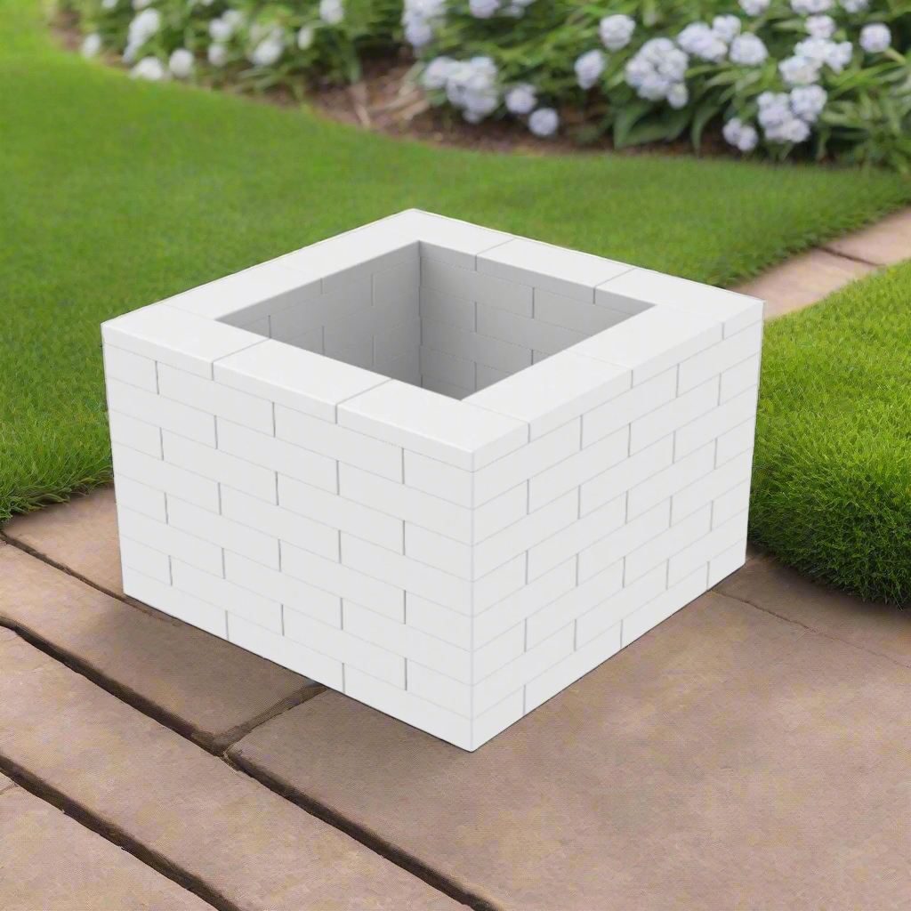 Kit de Floreira em Tijolo de Plástico Branco 3 x 3 x 8